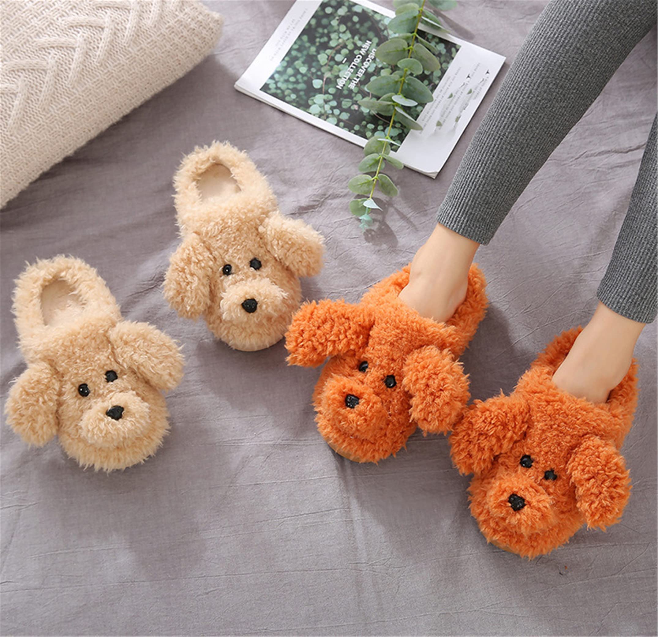 YILANLAN Women's Cartoon Animal Dog Slippers - Cozy Winter House Shoes for Women - Perfect for Indoor Comfort, Lounge Wear & Gift Giving