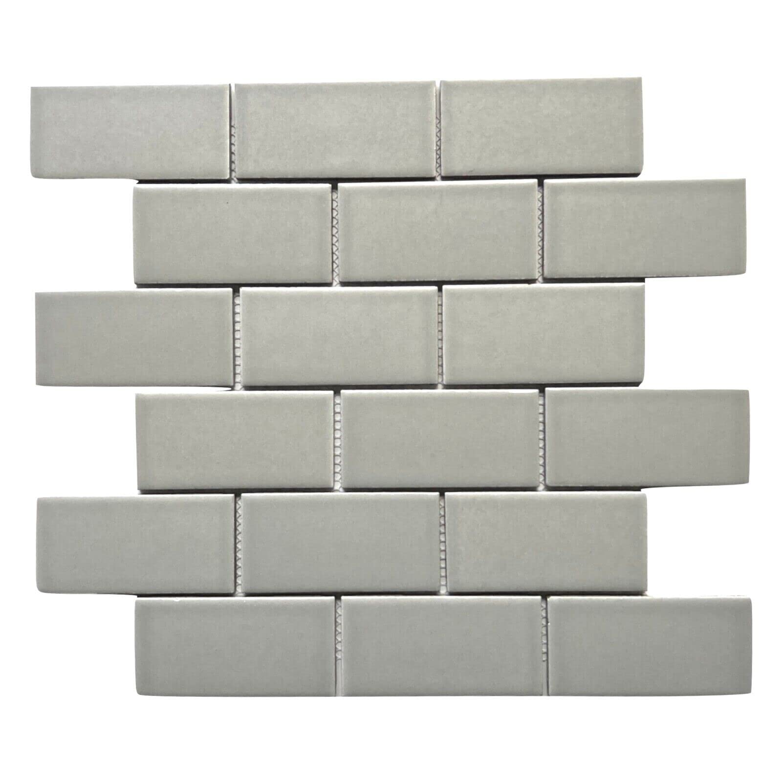 2x4 Inch Gray Matte Subway Ceramic Tile - 10 Sheet Pack for Kitchen Backsplash, Bathroom Wall, Shower Surround | Waterproof & Easy to Clean | Modern Home Renovation Tile