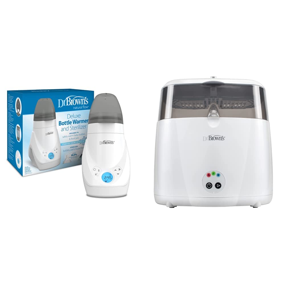 Dr. Brown's Deluxe Bottle Warmer and Sterilizer with Electric Heating for Baby Bottles, Pacifiers & Breast Pump Parts - Fast & Safe Warming for Breastmilk & Formula - Perfect for Night Feedings & Daycare Prep