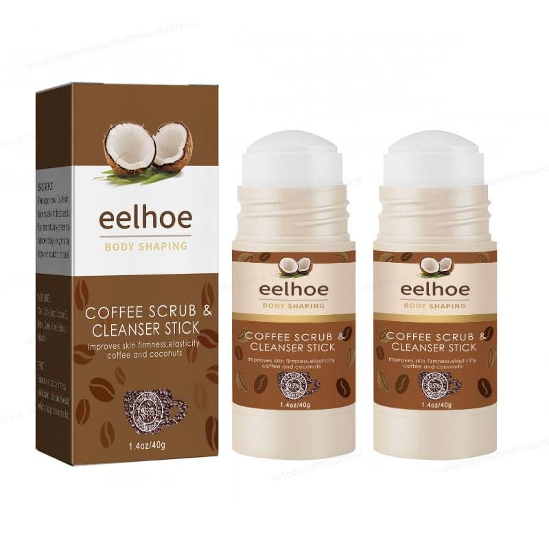 2-in-1 Coconut Coffee Scrub & Cleansing Stick - Exfoliating Face & Body Wash with Coconut Oil - Moisturizing & Nourishing Skin Care - 2PCS - Perfect for Spa Day & Travel Skincare Routine