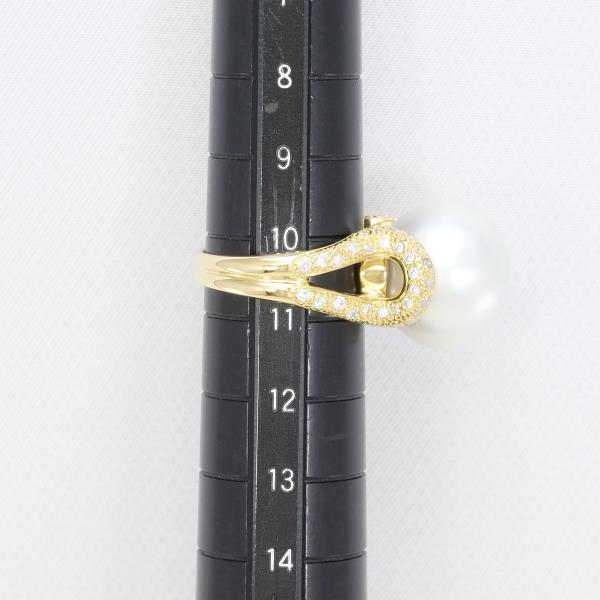 18K Yellow Gold South Sea Pearl Diamond Ring for Women - Elegant Bridal Jewelry, Wedding & Engagement Gift, Anniversary Present, Special Occasion Accessory