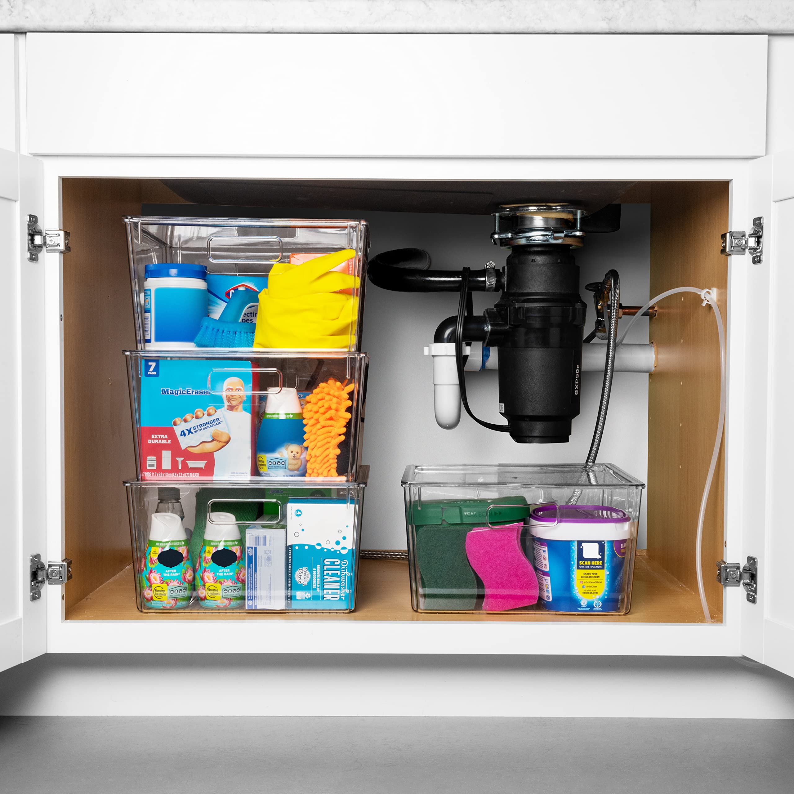 CLEARSPACE XL Plastic Storage Bins with Lids – Kitchen & Pantry Organization, Fridge Organizer, Cabinet Storage Bins – Ideal for Home, Office, and Dorm Room Organization