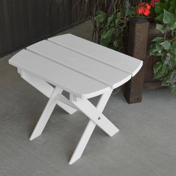 A & L Furniture Yellow Pine Folding Oval End Table - Portable Side Table for Patio, Living Room & Small Spaces - Rustic Home Decor Accent Table