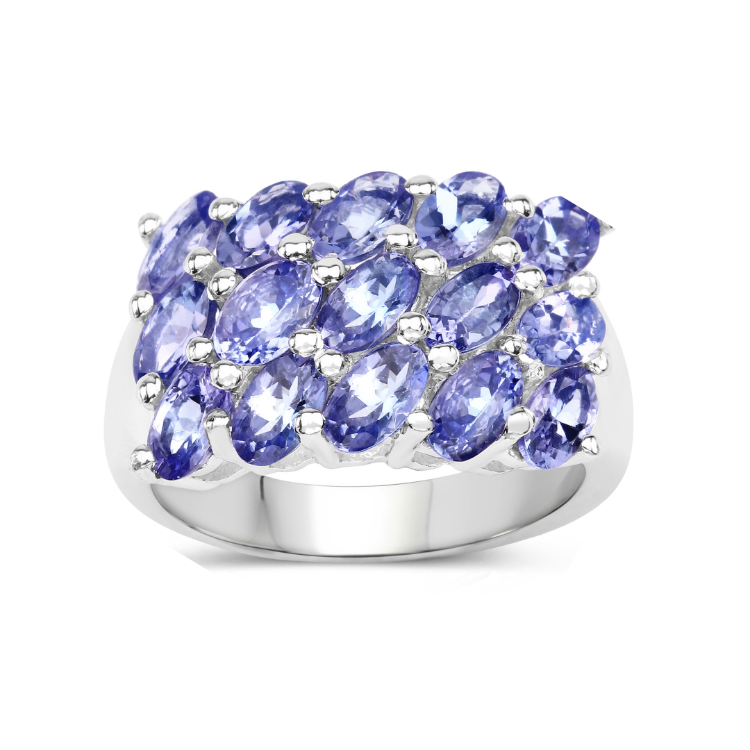 Genuine Tanzanite Cluster Ring – 925 Sterling Silver Women's Jewelry for Engagement, Wedding & Special Occasions