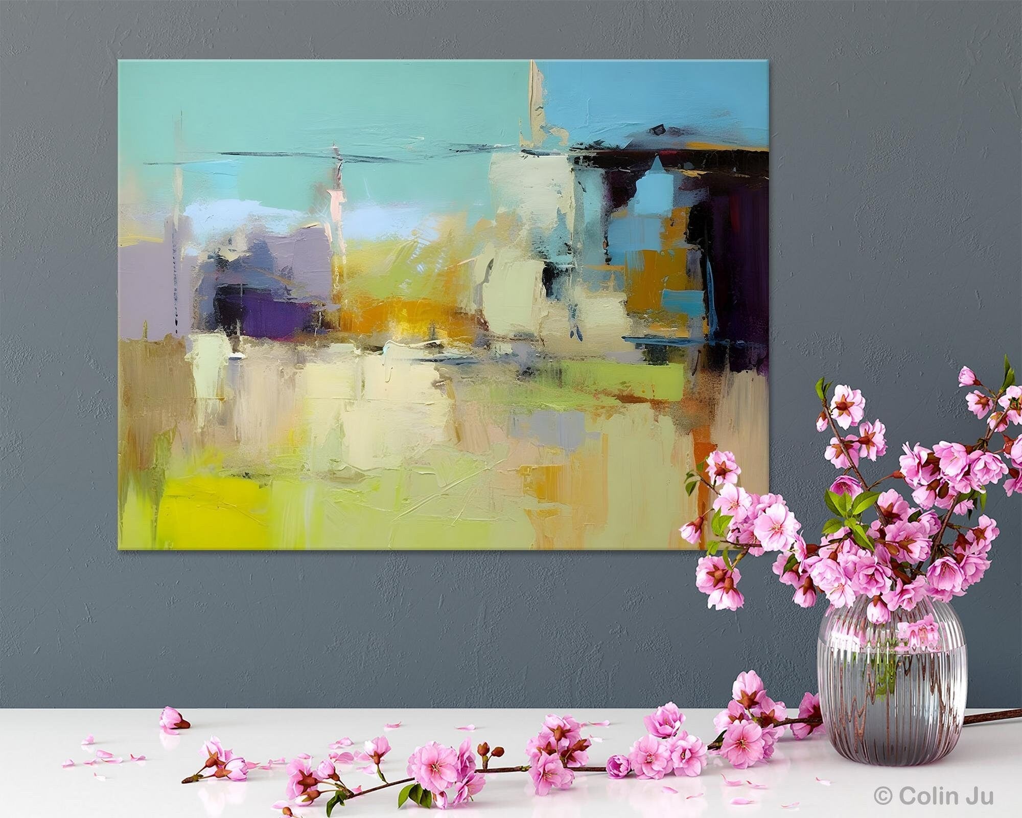 Large Acrylic Paintings on Canvas - Original Abstract Artwork, Contemporary Oversized Modern Wall Decor for Living Room, Bedroom & Office | Handmade Canvas Art