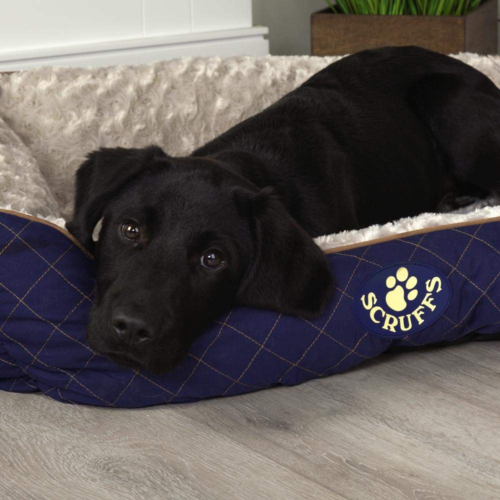 Wilton Small Blue Pet Box Bed - Cozy & Comfortable Dog Cat Bed for Small Breeds - Perfect for Crates, Travel & Home Use