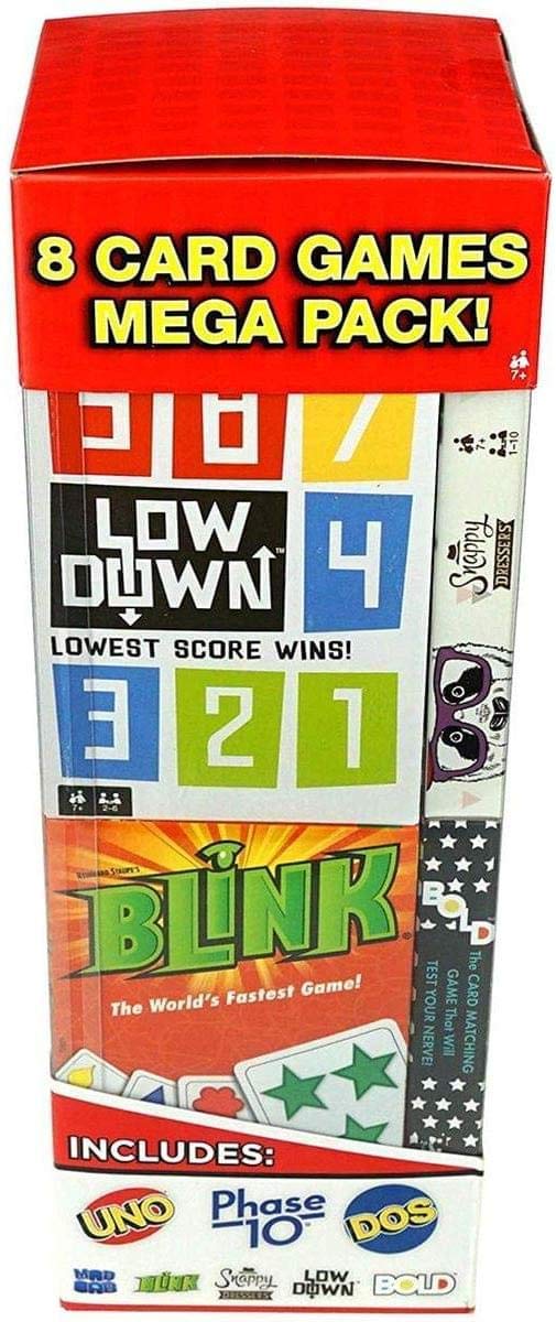 Mattel Games 8-in-1 Card Games Mega Pack - Uno, Phase 10, DOS, Mad Gab & More | Family Game Night, Travel Entertainment & Party Games Collection