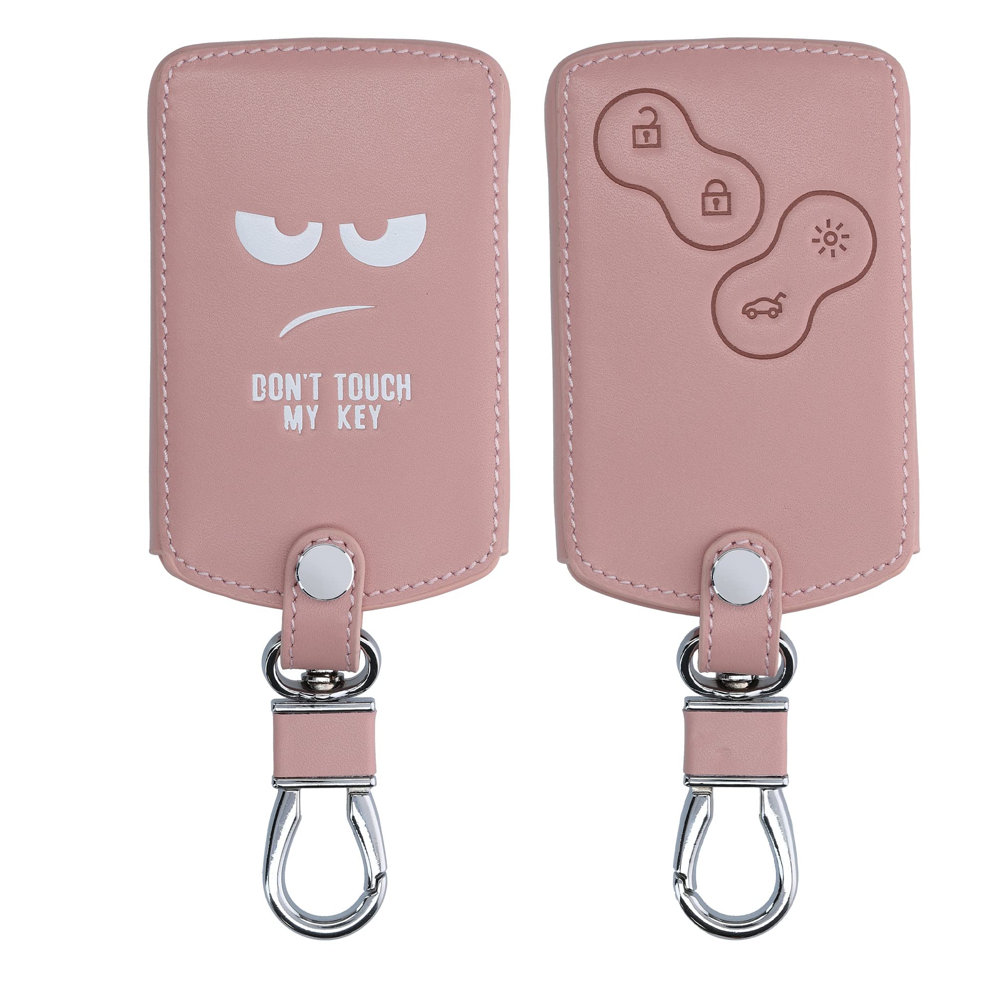 kwmobile Genuine Leather Key Cover for Renault 4-Button Keyless Go Car Key Fob Protector - Premium White & Rose Gold Design | Perfect for Everyday Use, Travel, and Key Protection