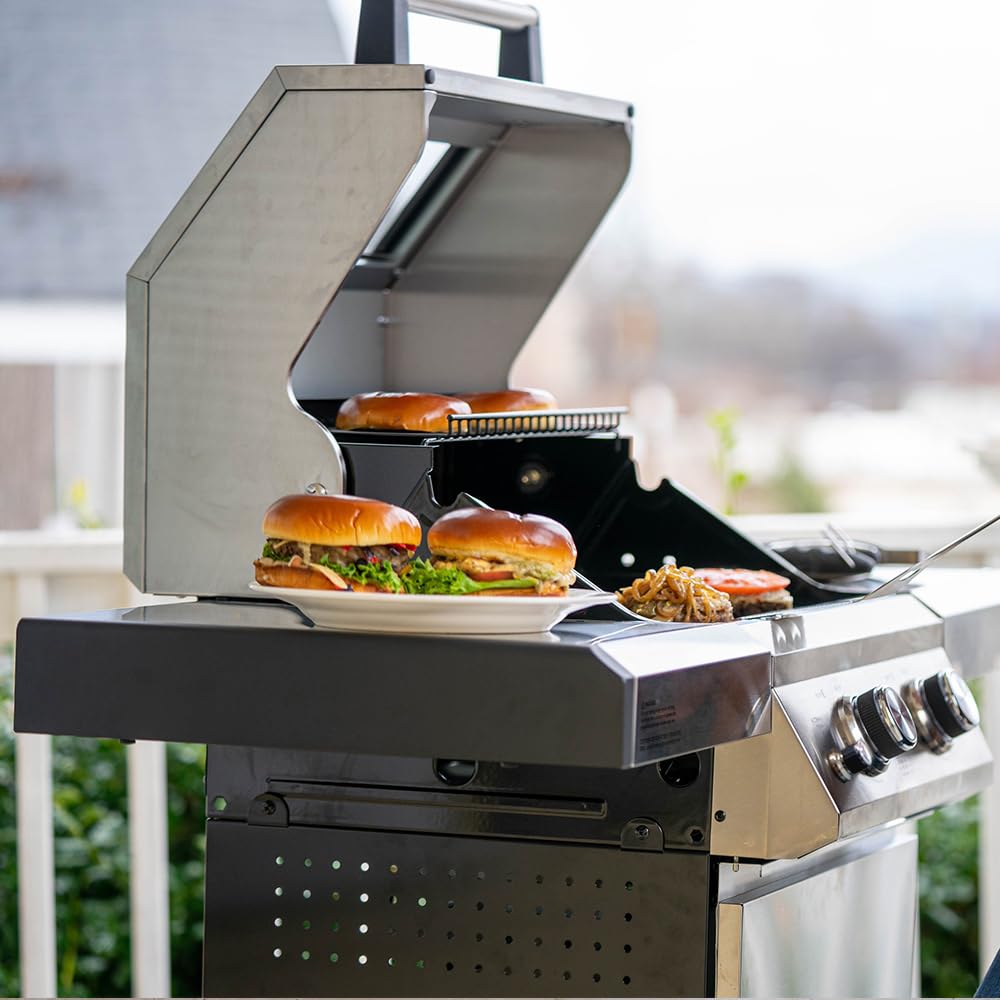 Monument Grills 14633 2-Burner Stainless Steel Propane Gas Grill with Clearview® Lid & Knob Controls - Mesa 200 Outdoor BBQ Grill for Backyard, Patio, and Tailgating