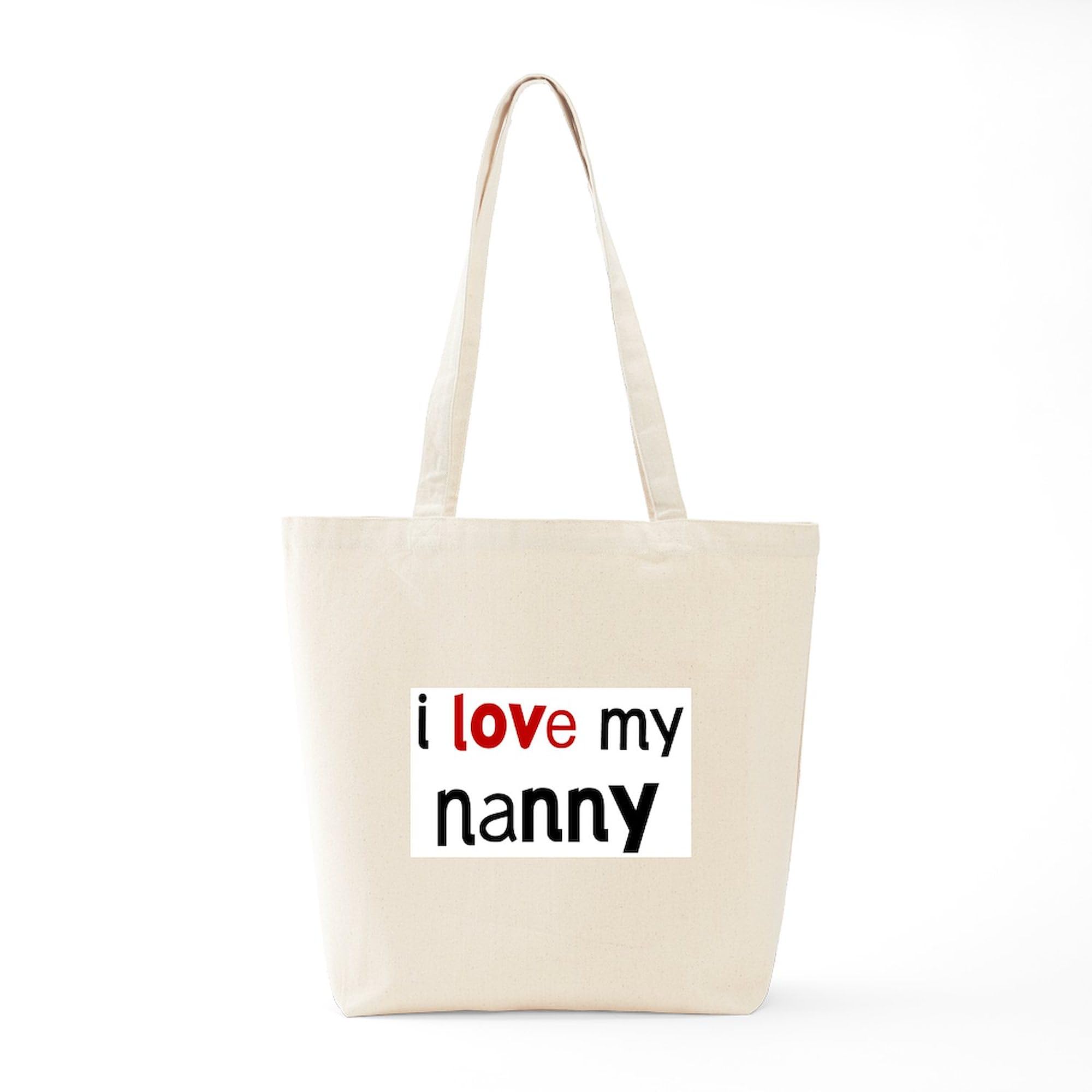 I Love My Nanny Natural Canvas Tote Bag - Reusable Shopping Bag for Nannies, Caregivers & Grandparents - Perfect for Groceries, Work & Daily Errands