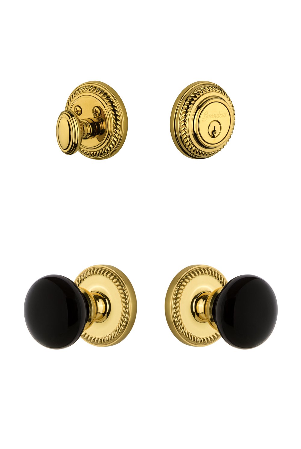 Grandeur Hardware 853446 Newport Rosette with Coventry Knob & Deadbolt Combo Pack, 2.75