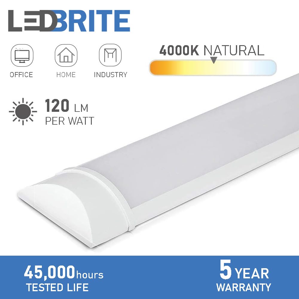 LED Batten Lights 4000K Natural White, IP20 LED Fluorescent Strip Light Fixture for Home & Office Ceiling, Workshop & Garage Lighting (5ft 150cm) - Perfect for Task Lighting, Under Cabinet Illumination, and Commercial Spaces