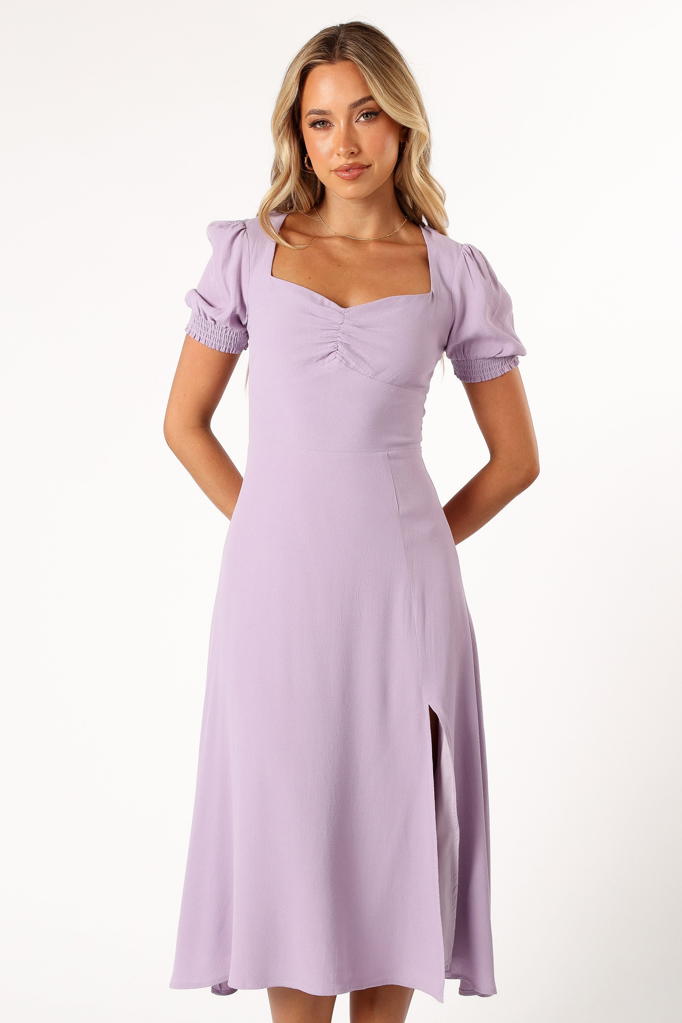 Franklin Women's Purple Dress - Elegant & Comfortable Casual Wear for Parties, Dates & Office | Flowy A-Line Midi Dress with Pockets