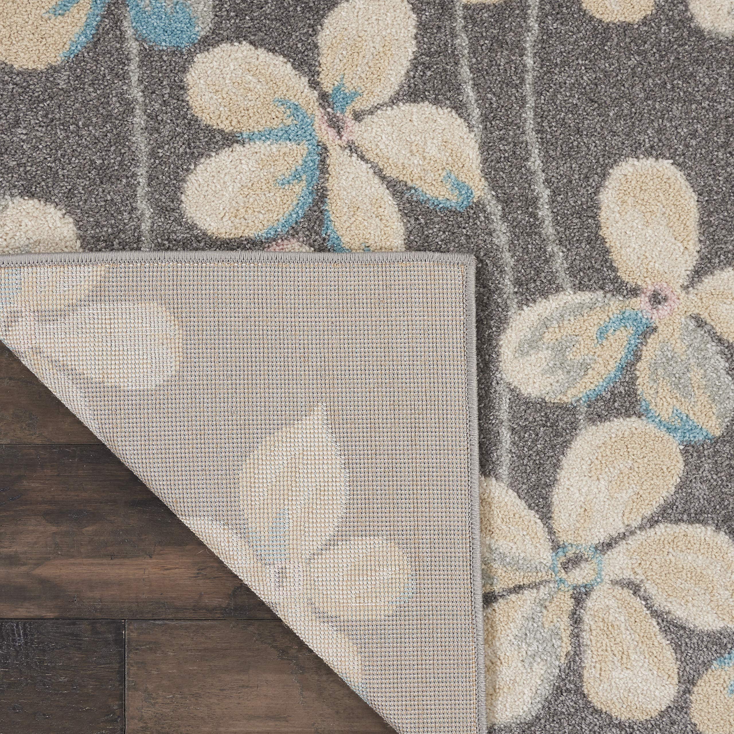 Nourison Tranquil Floral Grey/Beige 8' x 10' Area Rug - Easy to Clean, Non-Shedding, Soft & Durable - Perfect for Bedroom, Living Room, Dining Room & Kitchen Decor (8x10)