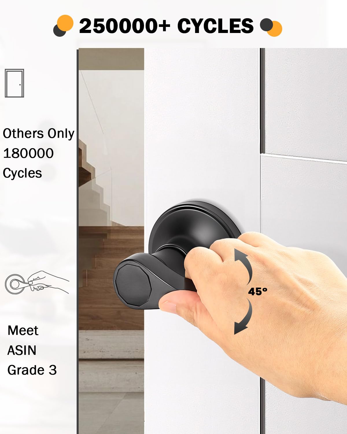 Gobrico 10 Pack Black Matte Interior Door Levers - Hall & Closet Passage Handles, Wave/Drop Style No Locking Door Knobs for Bedroom, Bathroom & Office Doors