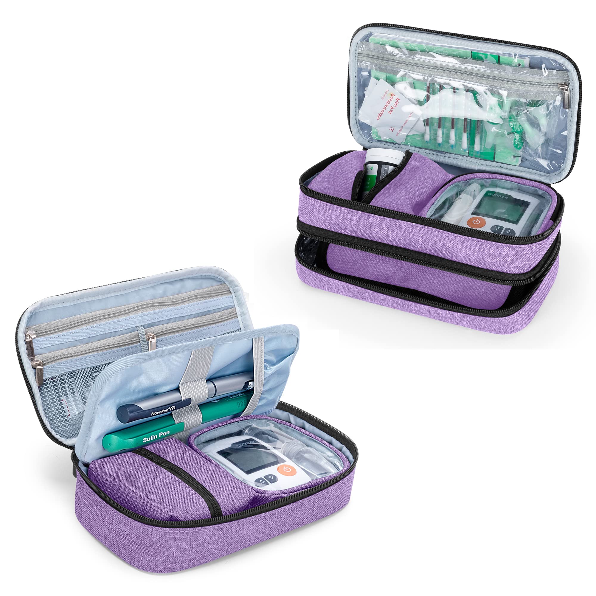 CURMIO Double Layer Insulated Diabetic Travel Cooler Bag - Portable Insulin Storage Case for Glucose Meter, Medication & Diabetes Supplies - Perfect for Travel, Work & Outdoor Activities