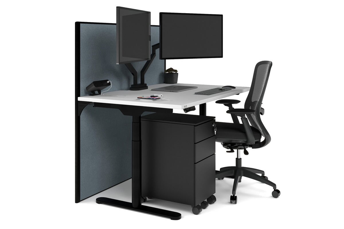 Flexi Premium Height Adjustable Single Workstation Desk - 1400L x 800W with Cable Management - Ergonomic Standing Desk for Home Office & Workspace