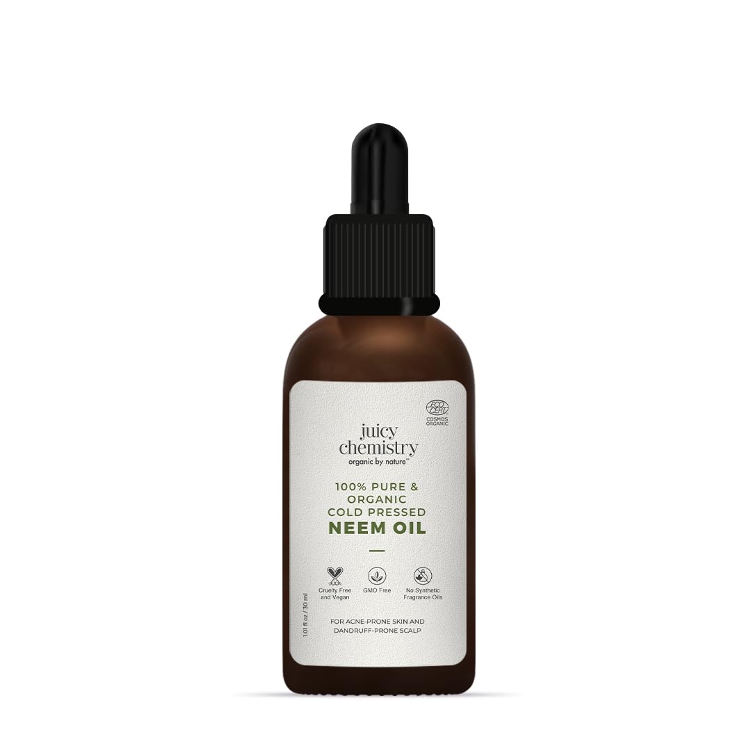 Organic Cold-Pressed Neem Oil 30ml - 100% Pure Ecocert Certified Carrier Oil for Dandruff, Itchy Scalp & Hair Care - Vegan, Cruelty-Free for Men & Women - Perfect for Scalp Massage & Natural Hair Treatment