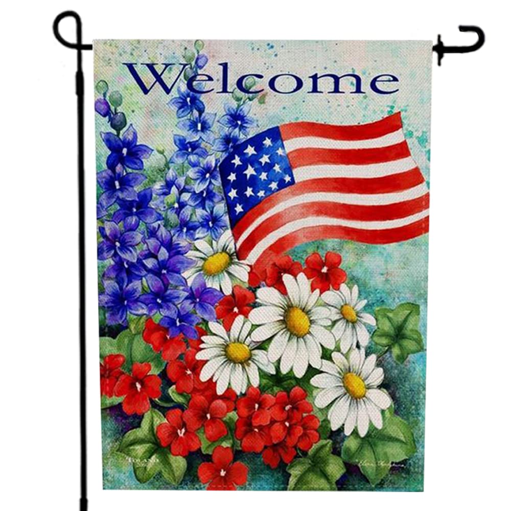 American Flag Garden Decor - 18.9x12.8 Inch Patriotic Outdoor Yard Flag for 4th of July, Independence Day, Memorial Day & Veterans Day | Durable All-Weather Decoration for Front Yard, Porch & Lawn (National-001)