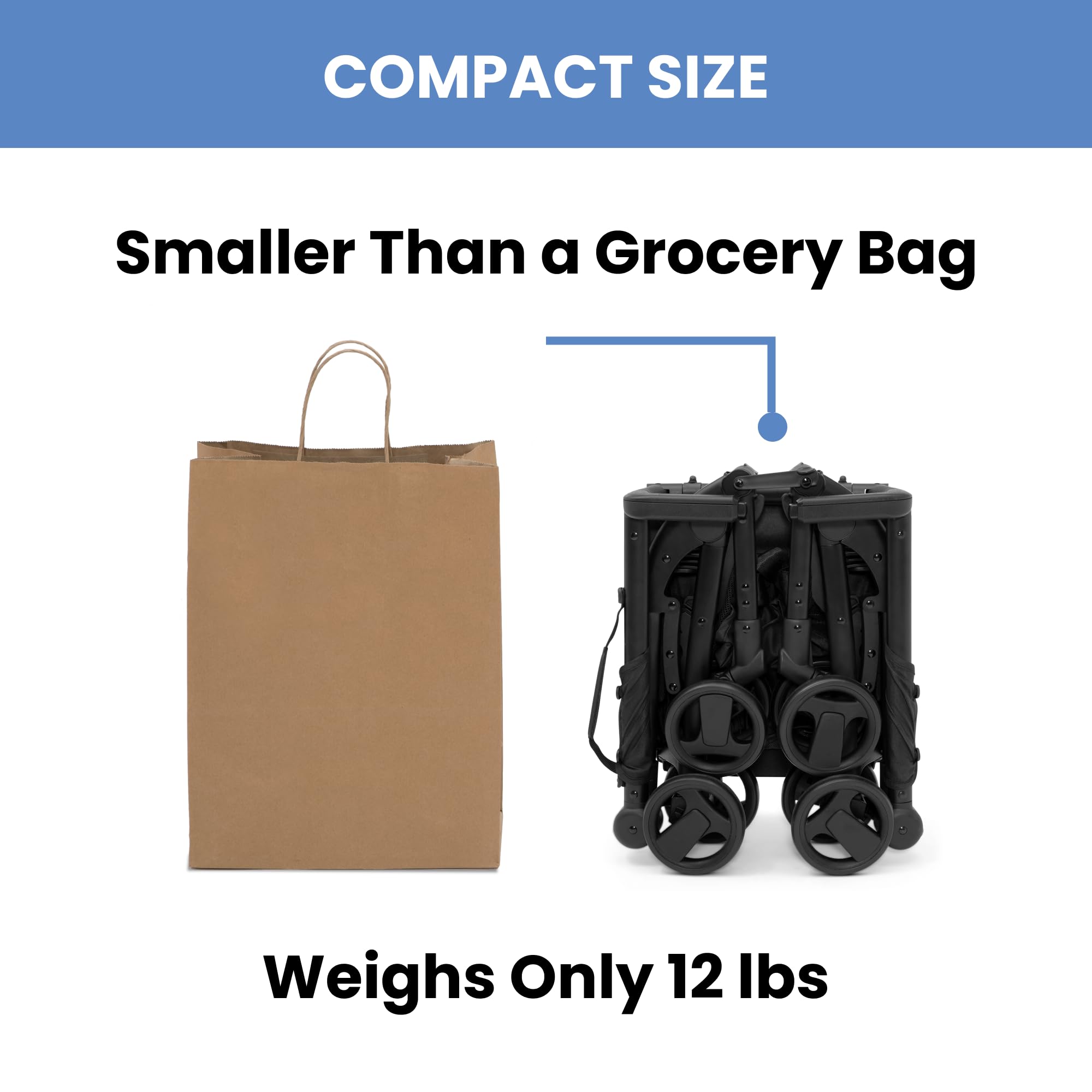 Delta Children Lightweight Compact Folding Travel Stroller - Airplane Approved Carry-On Stroller for Toddlers - Perfect for Air Travel, Shopping & Daily Use - Black