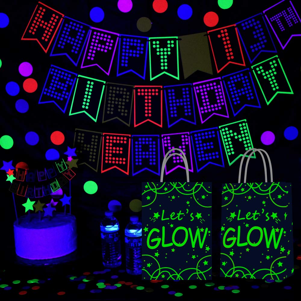 Glow in the Dark Party Favor Bags - 12 Pack Creative Birthday Gift Bags for Kids, Halloween, Christmas & Special Events - Unique Glowing Treat Bags for Party Supplies & Celebrations