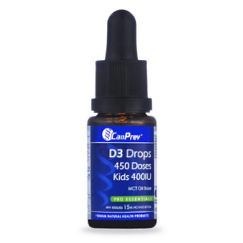 Canprev Vitamin D3 Drops 400 IU for Kids - 15 mL Liquid Supplement - Supports Immune System & Bone Health - Ideal for Daily Use at Home or Travel