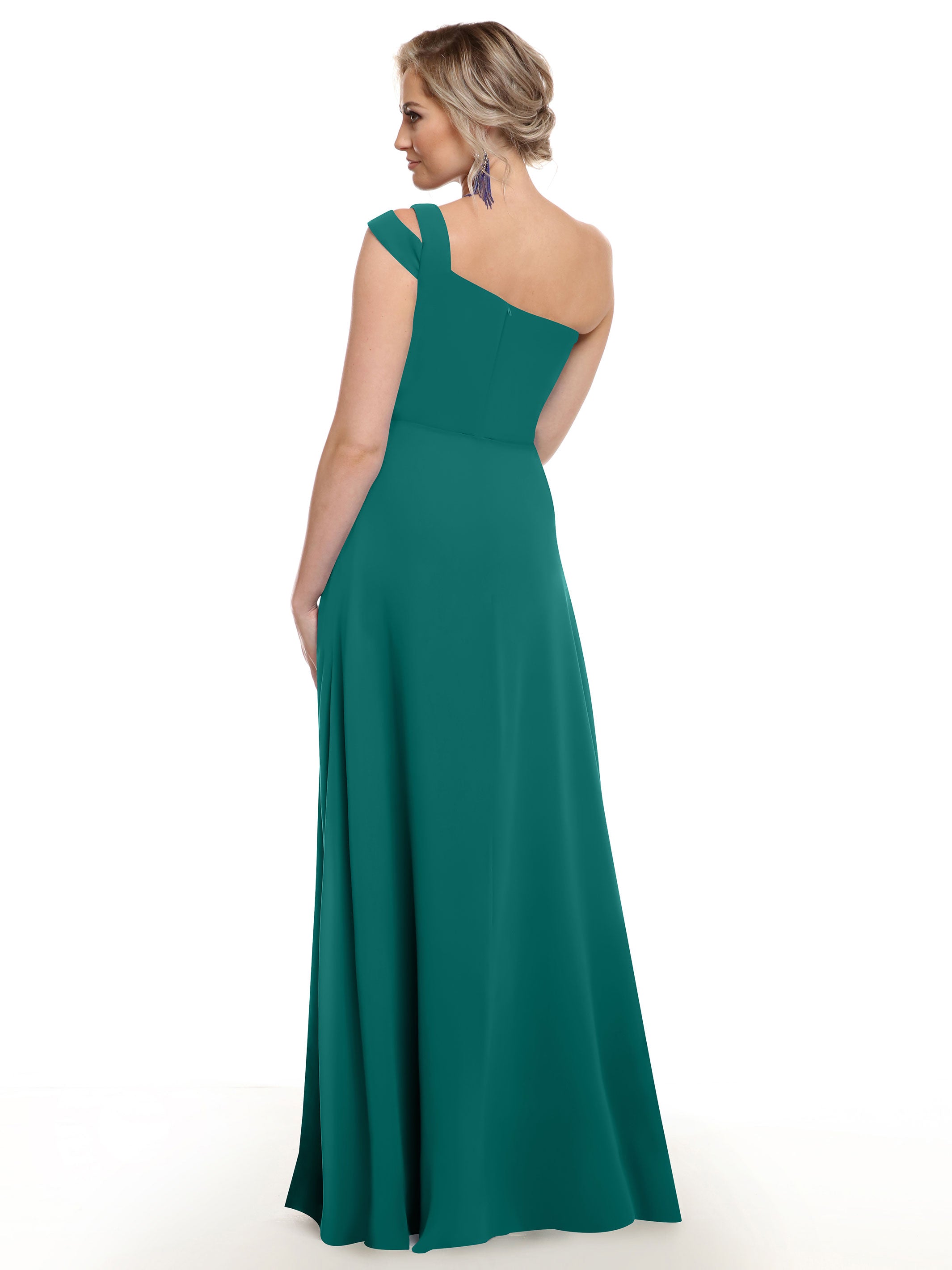 Elegant 80139 Chiffon A-Line One Shoulder Bridesmaid Dress with High Slit - Perfect for Weddings, Prom & Formal Events