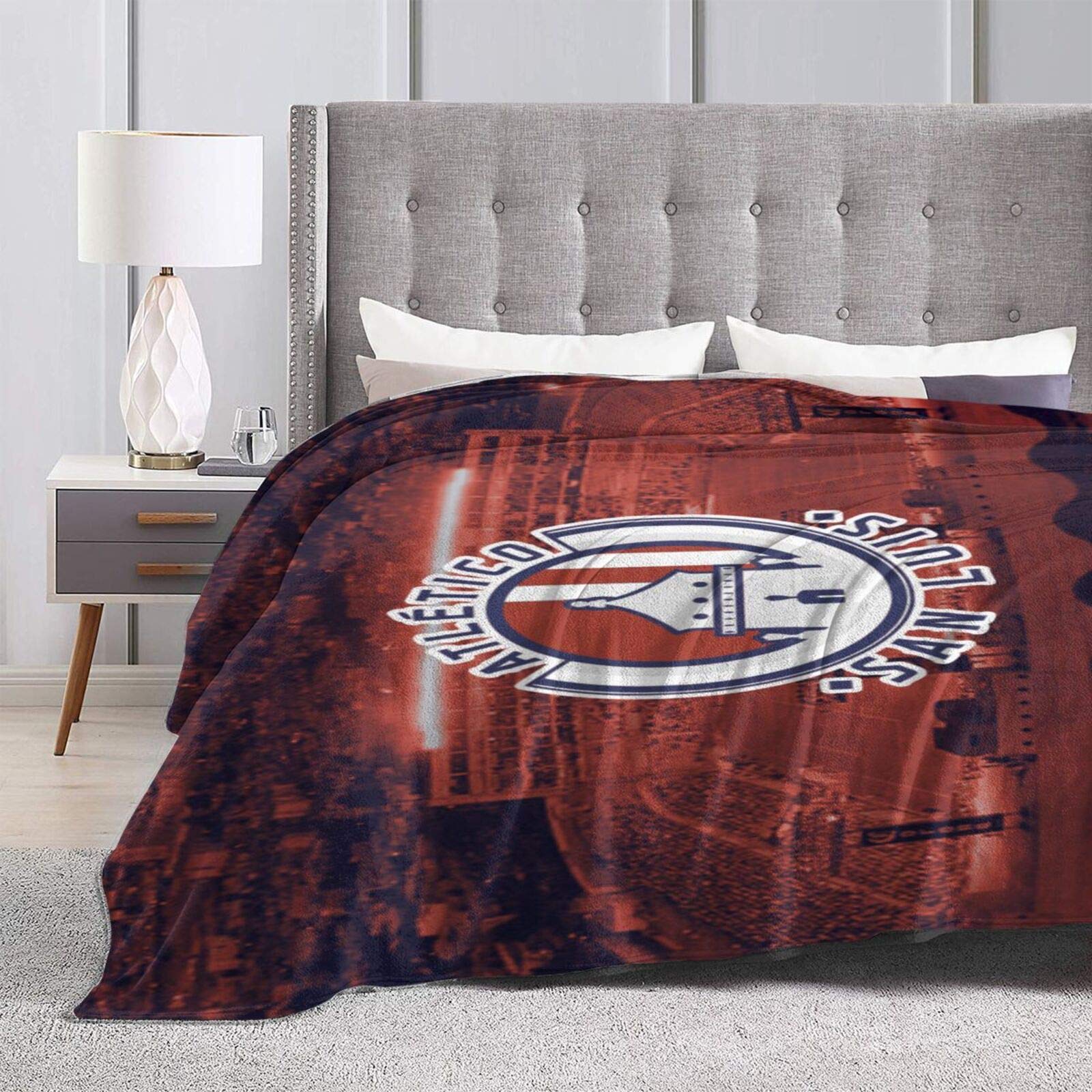 Atlético San Luis Flannel Fleece Blanket - Ultra Soft Micro Fleece Throw Blanket for Bed, Couch & Travel - Cozy Warm Blanket for Movies, Camping & Living Room Relaxation