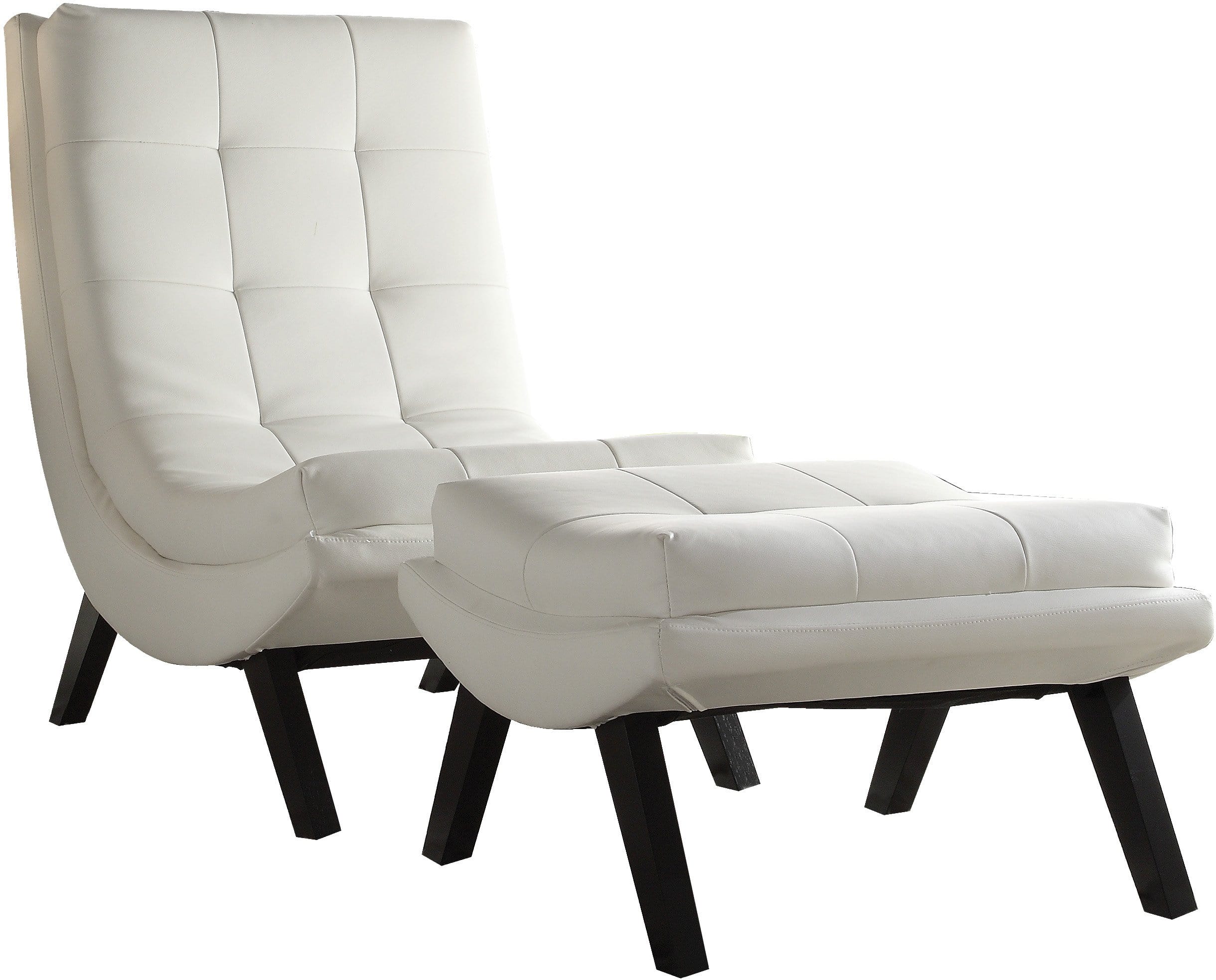 Ave Six Tustin Lounge Chair and Ottoman Set - Faux Leather Modern Accent Chair with Footrest [TSN51] - Perfect for Living Room, Bedroom, or Office Relaxation