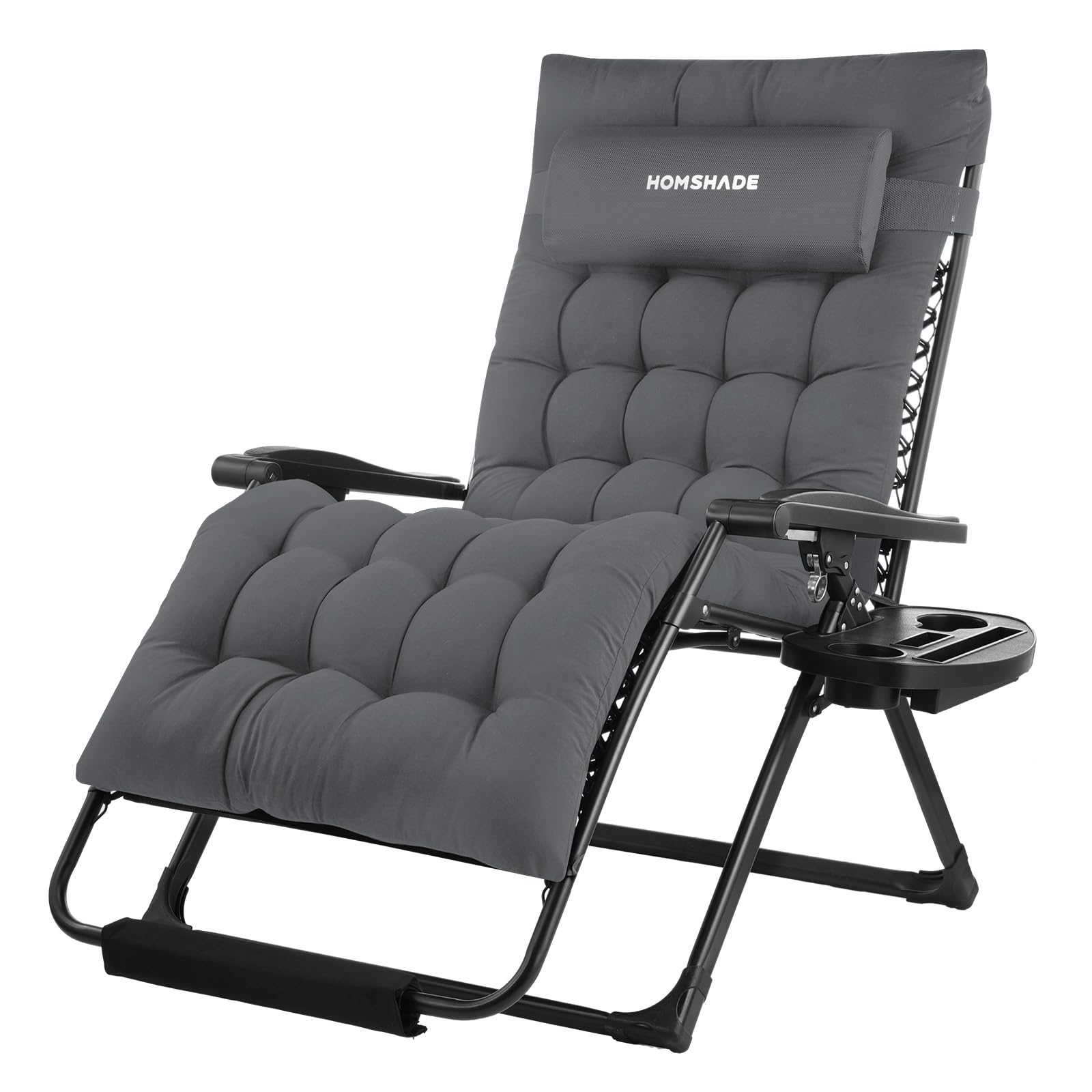 **XXL Zero Gravity Chair with Cushion - 33In Oversized Patio Lounge Chair for Indoor & Outdoor Use - Heavy Duty 500Lbs Capacity - Includes Headrest, Cup Holder & Footrest - Perfect for Backyard, Poolside & Relaxation (Grey)**