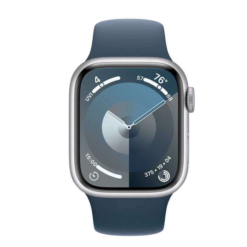 Apple Watch Series 9 (GPS) 41mm Silver Aluminum Case with Storm Blue Sport Band S/M - Perfect for Fitness Tracking & Everyday Wear