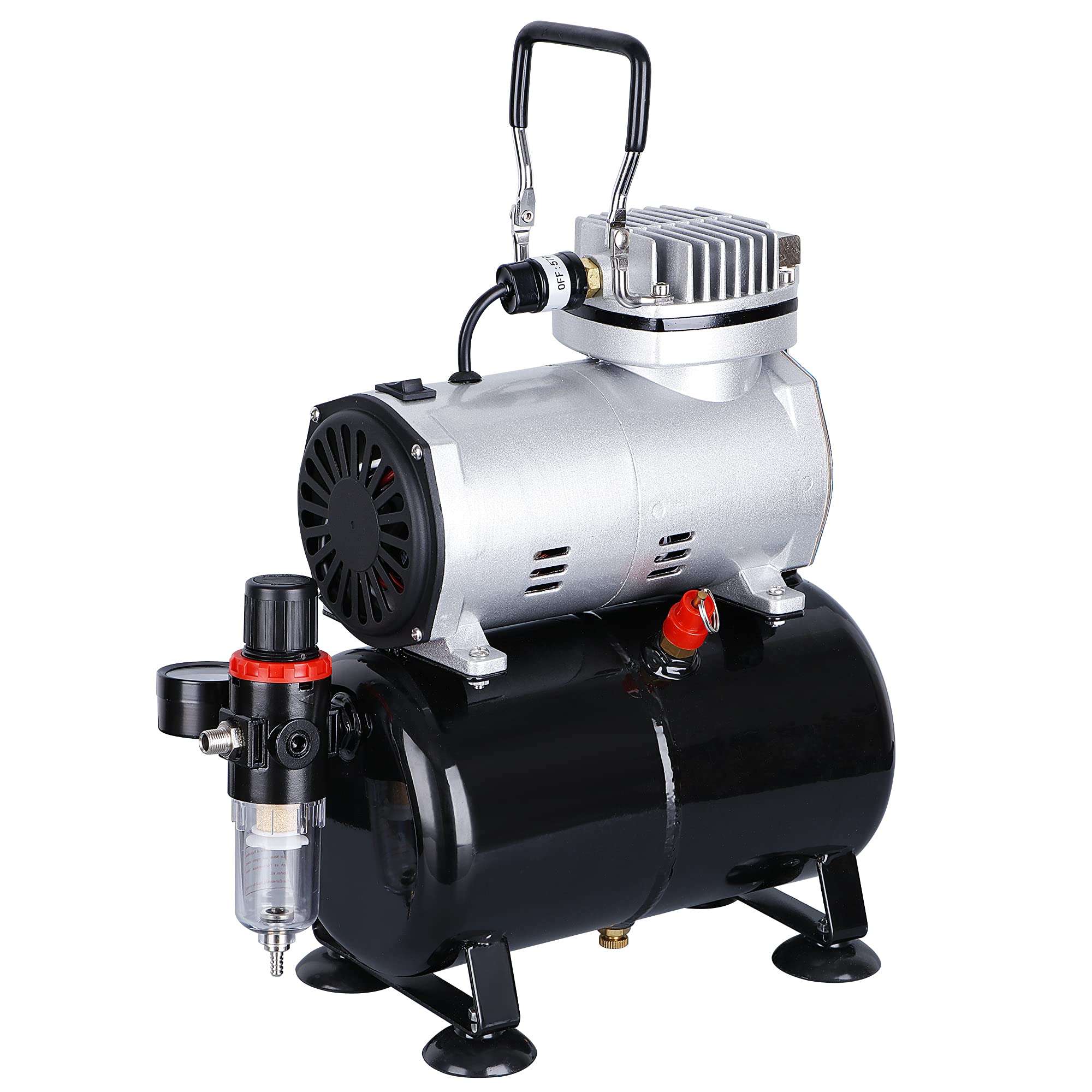 1/5 HP Dual Action Airbrush Compressor Kit with 6ft Hose - Professional Airbrushing System for Painting, Art, Crafts & DIY Projects - Ideal for Artists, Hobbyists & Tattoo Professionals