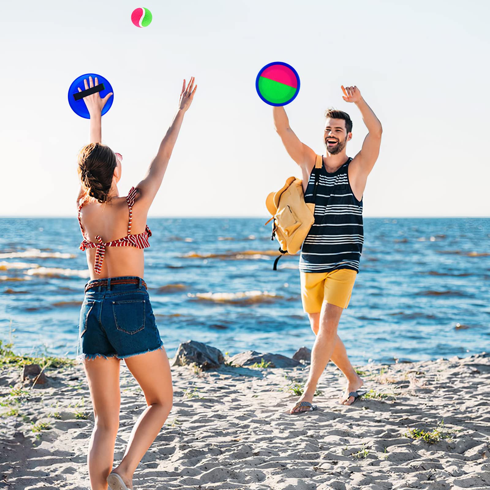 Morcheiong Toss and Catch Ball Game Set - 4/6 Paddles, 4 Balls & Storage Bag - Outdoor Beach Toys for Kids & Family - Perfect for Backyard, Park, Beach and Picnic Activities