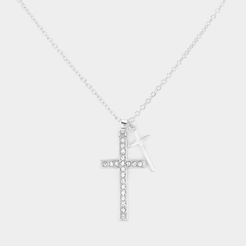 Sparkling Rhinestone Cross Pendant Necklace for Women - Elegant Religious Jewelry Gift for Christmas, Baptism & Everyday Wear