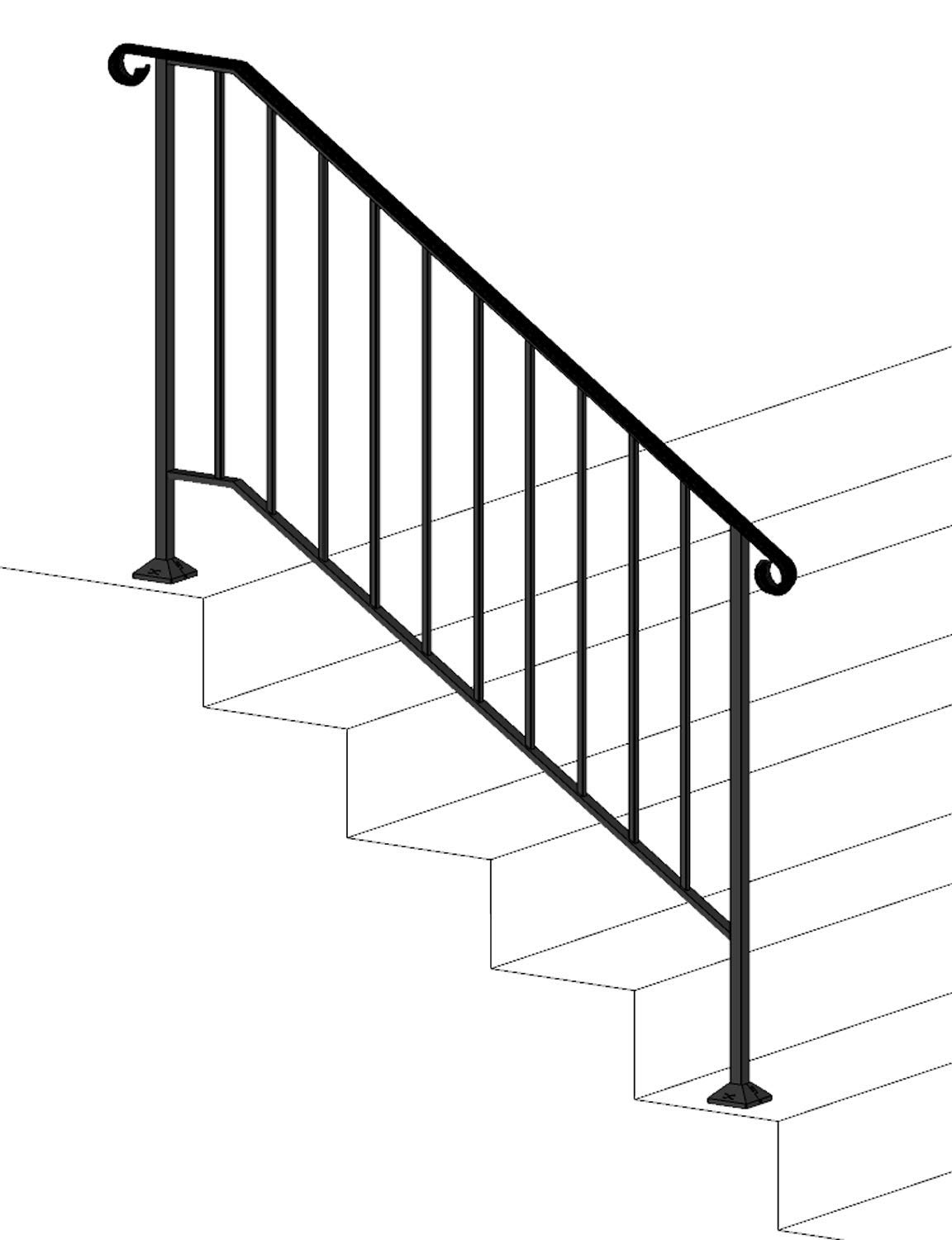 Iron X Handrail Picket #4 for Brick or Paver Steps - Durable Outdoor Stair Railing Support for Patio, Deck, and Garden Safety