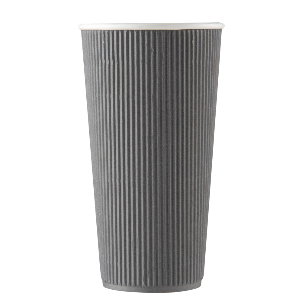 20 oz Gray Ripple Wall Paper Coffee Cups - 10 Count Box (3.5