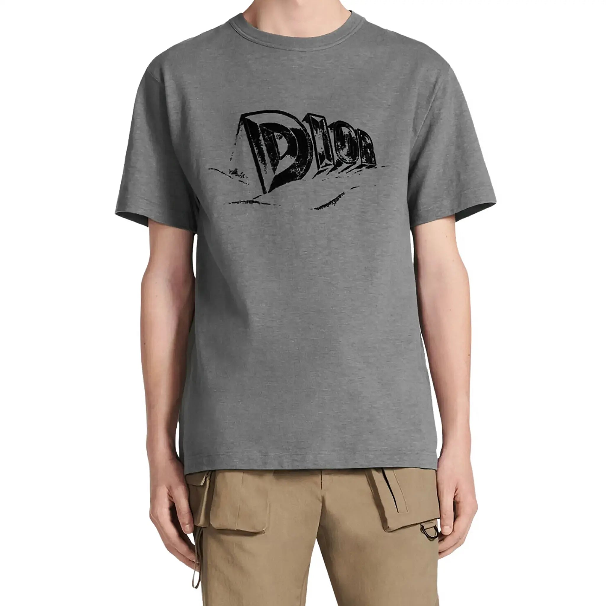 Dior Graffiti Grey T-Shirt for Men - Stylish Graphic Tee for Casual Wear & Street Fashion