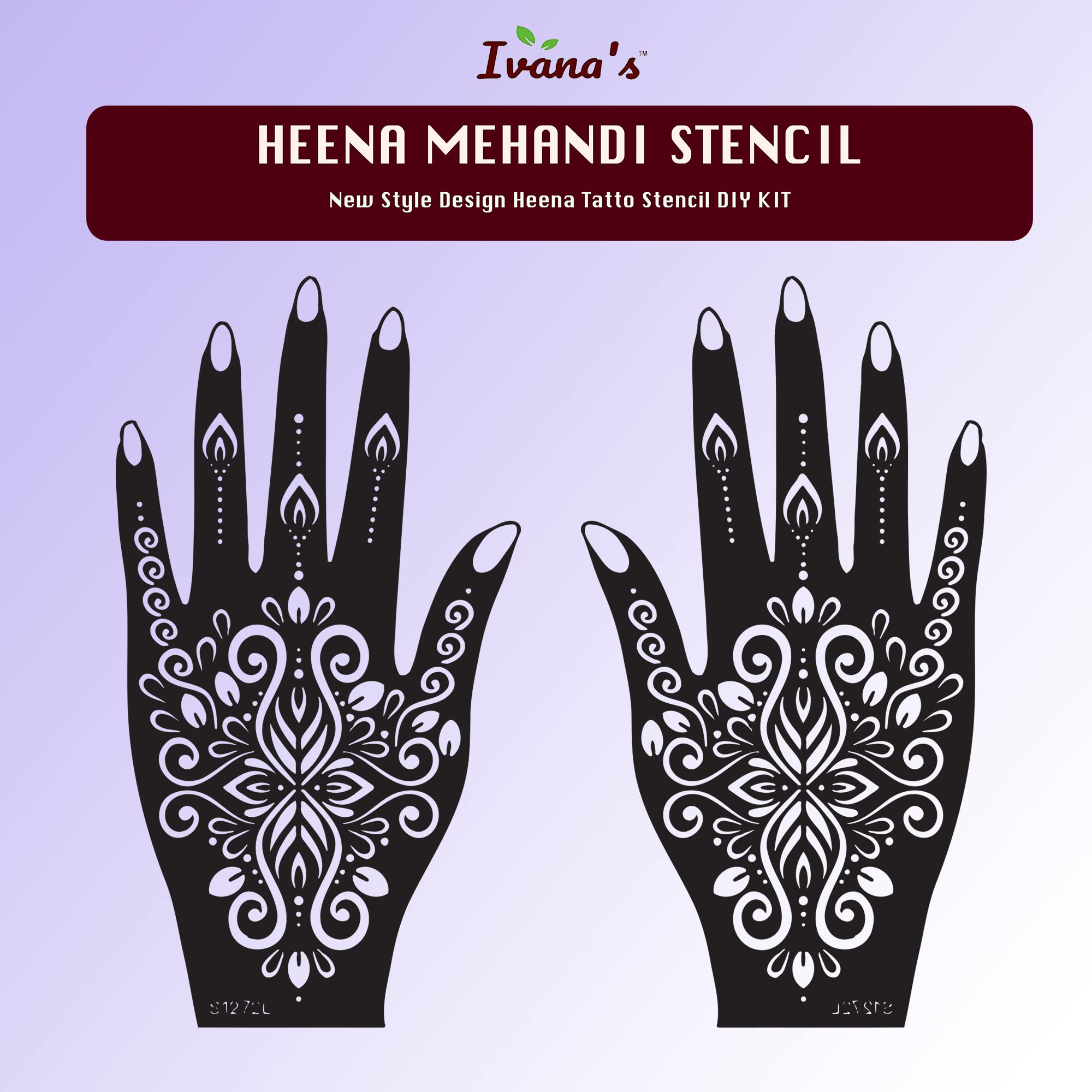 Ivana's Mehndi Stencil Design Set - 2 Piece Henna Tattoo Kit for Women, Girls & Kids | Easy 4-Step Application | Reusable Mehandi Stickers IVH-73 | Perfect for Weddings, Festivals & DIY Body Art