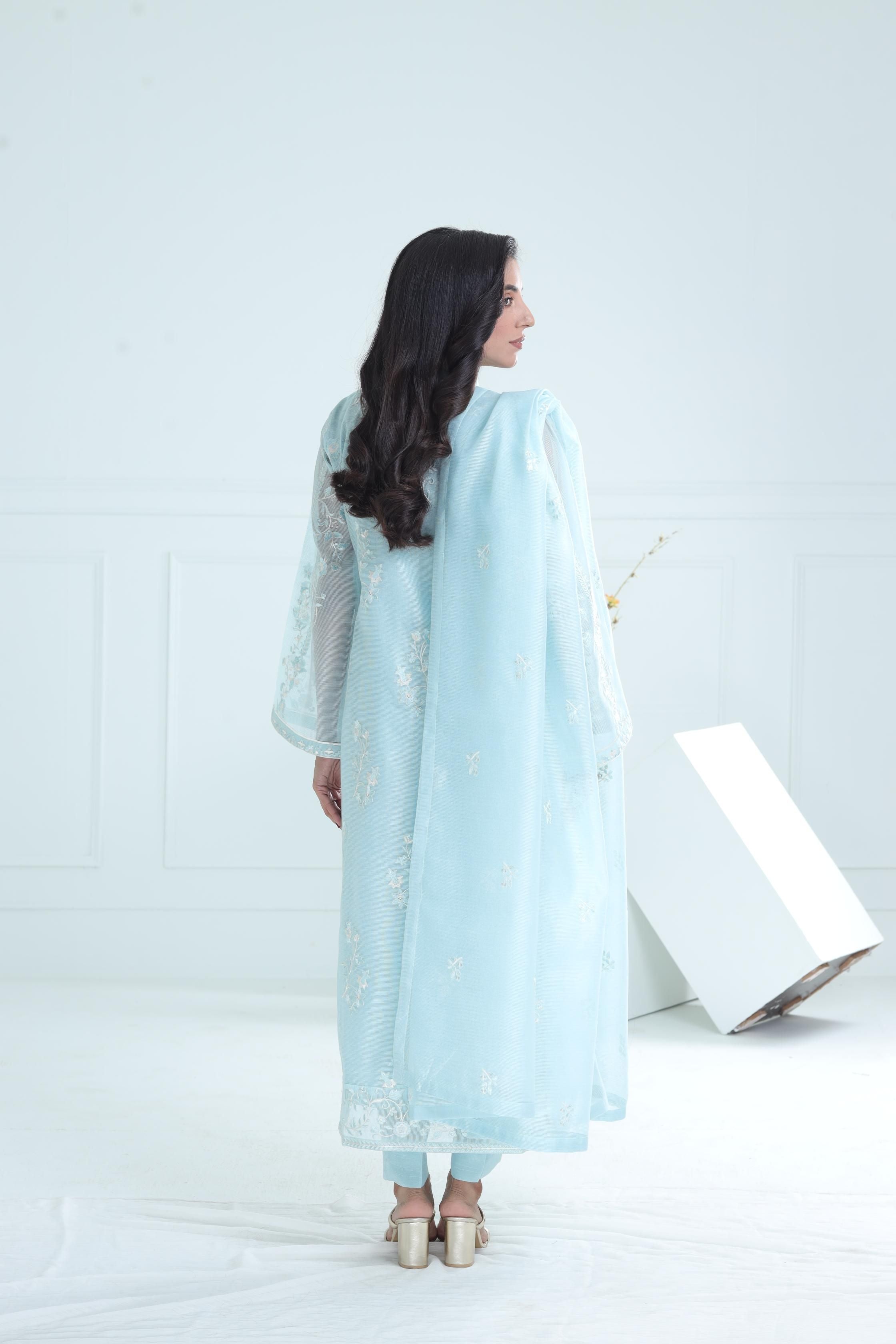Premium Cotton Net Sky Blue Stitched Suit for Men - Stonez Collection | Formal Office Wear & Wedding Attire