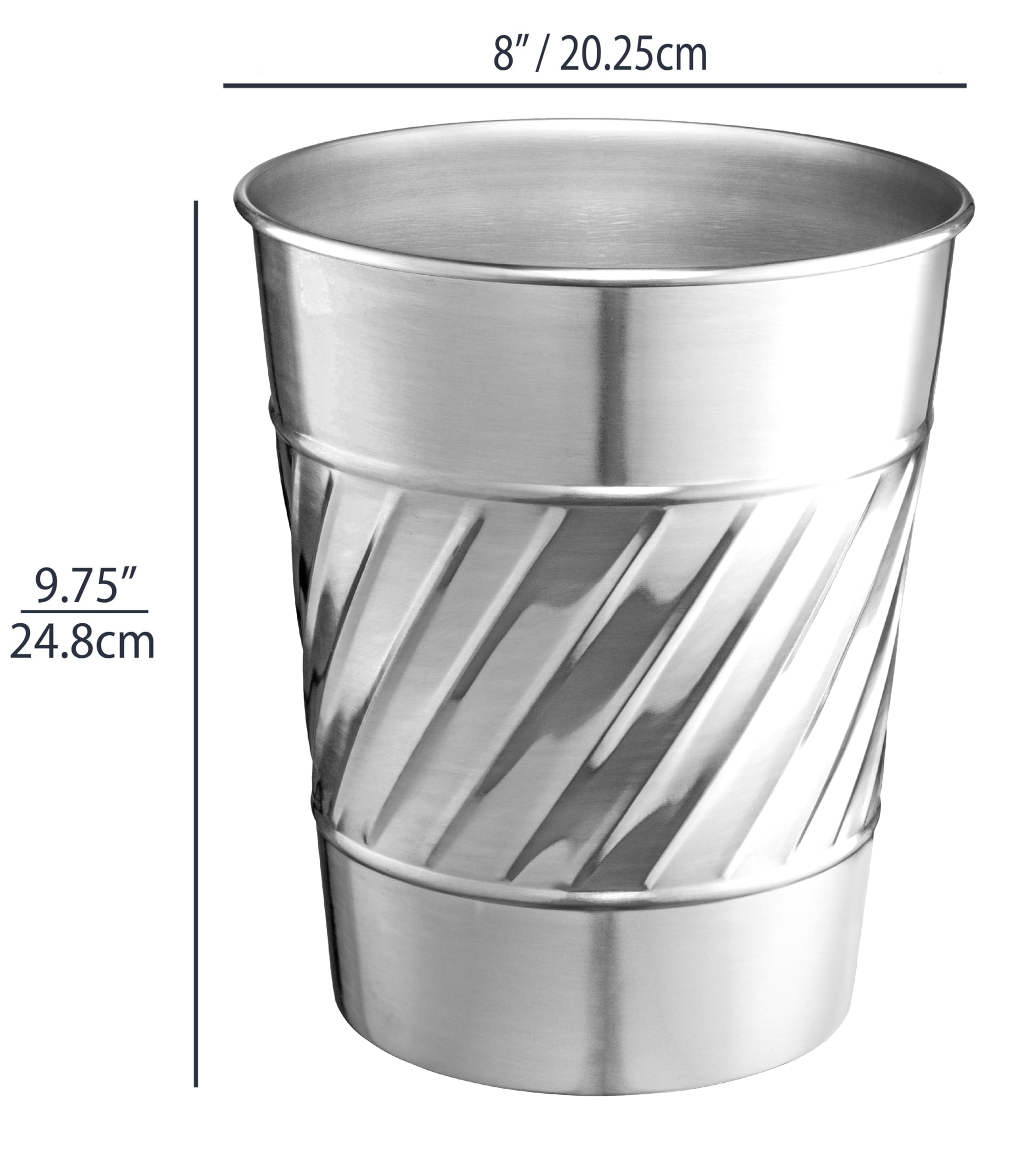 Handcrafted Metal Wastebasket - Durable Trash Can for Home, Office & Bedroom | Decorative Wave Embossed Design | Modern Bathroom Décor in Nickel Finish | Perfect for Living Rooms, Offices & Guest Bathrooms