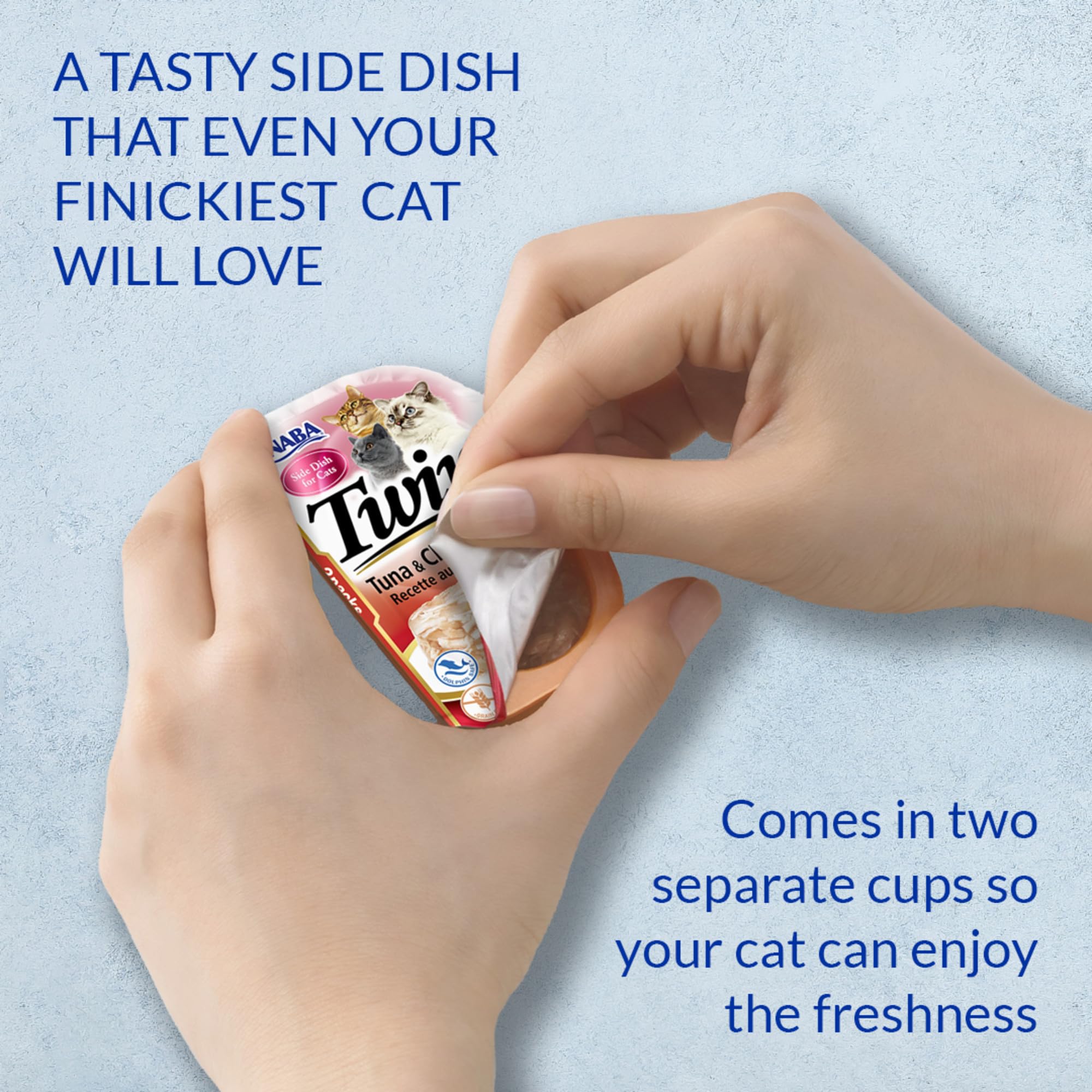 INABA Twins for Cats - Shredded Chicken & Broth Gelée with Green Tea Extract | 1.23oz per Serving (12 Servings) | Chicken & Cheese Recipe | Perfect Cat Food Topper for Picky Eaters & Senior Cats