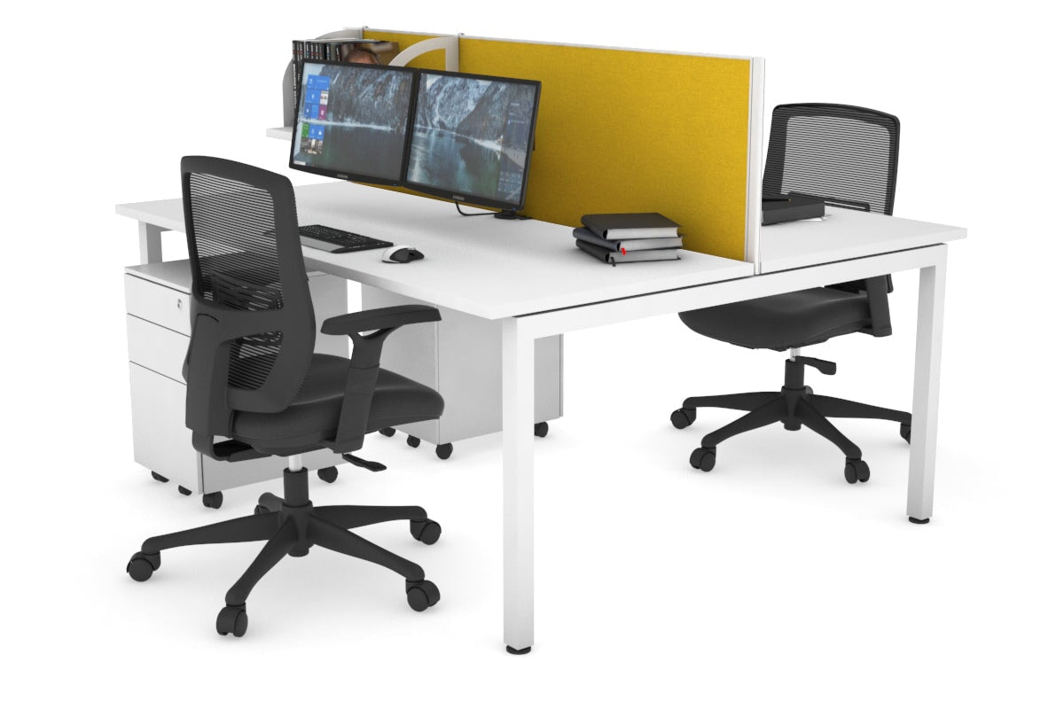 Quadro Square Legs 2 Person Office Workstation Desk - 1200L x 700W Modern Shared Workspace Solution for Home & Business Offices