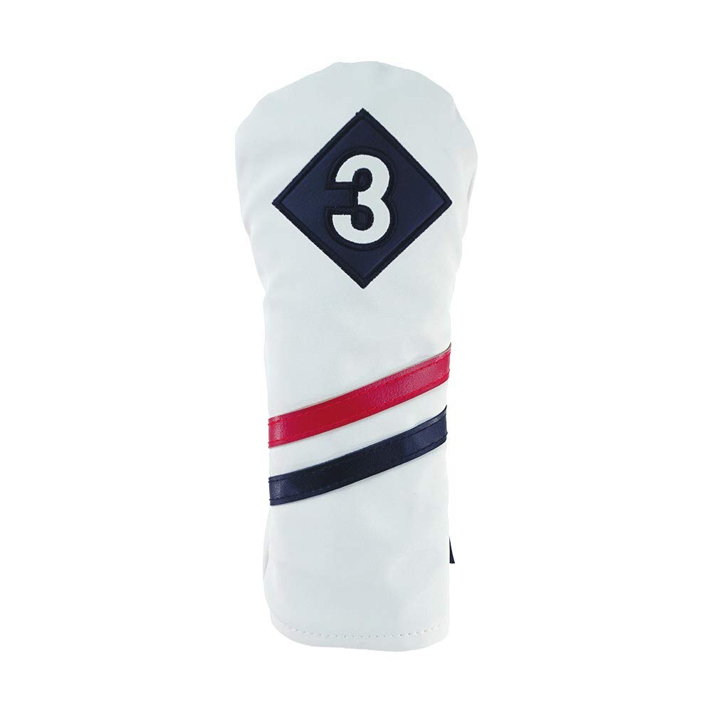 Ram Golf Premium Vintage Style PU Leather Headcovers Set - Retro White for Driver & Fairway Woods (1,3,5) - Perfect for Classic Golf Enthusiasts on the Course