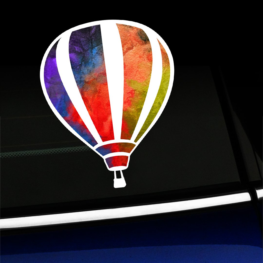 Artistic Reflection Watercolor Hot Air Balloon Vinyl Sticker - Waterproof Decal for Laptops, Journals & DIY Crafts - Perfect for Scrapbooking, Gift Wrapping & Home Decor