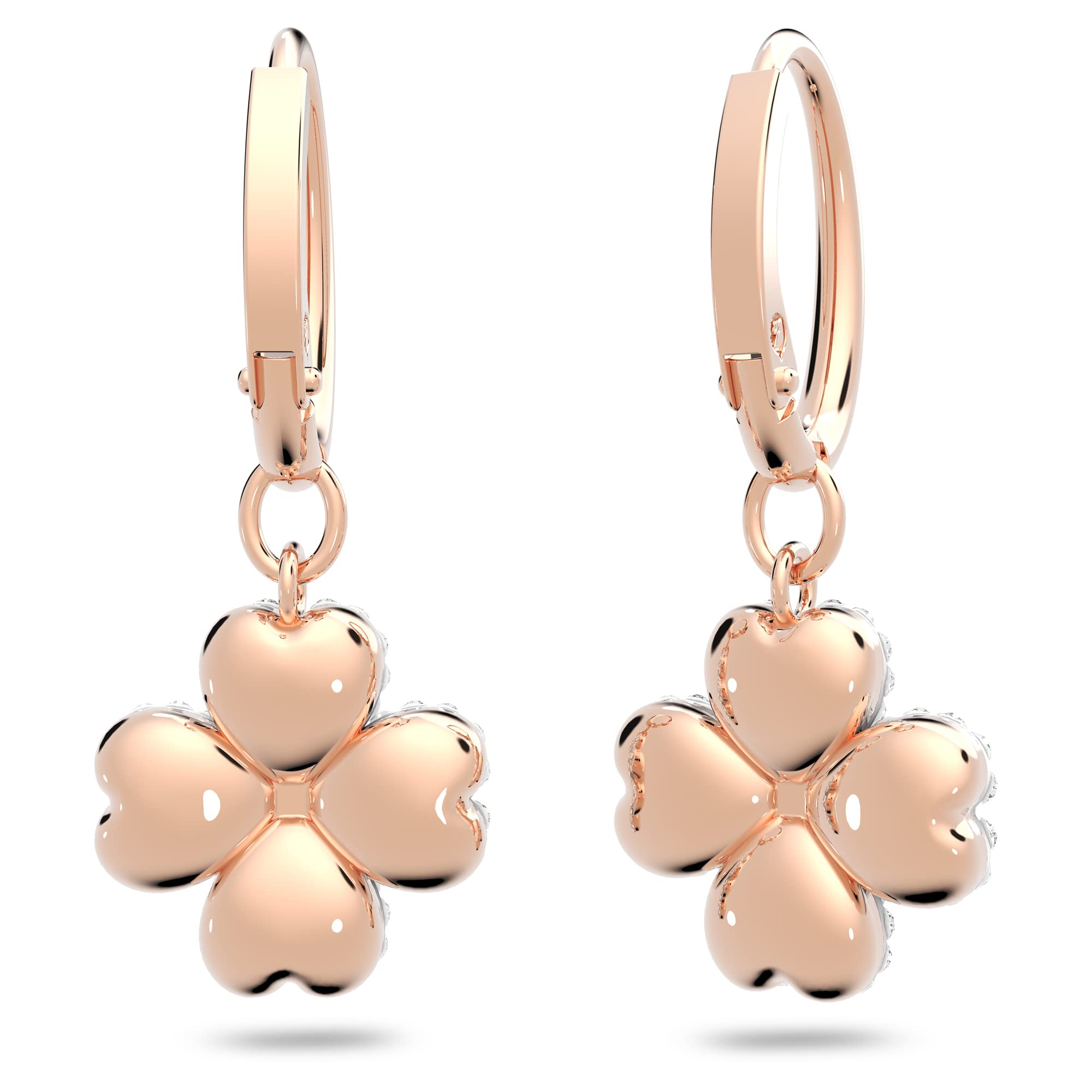 Latisha Hoop Earrings - Floral Design, White & Rose Gold Plated for Women | Elegant Jewelry for Parties, Weddings & Everyday Wear