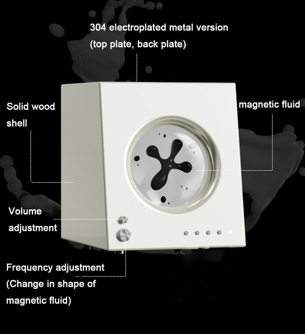 XCSCUK Magnetic Fluid Bluetooth Speakers with Music Visualization, Wireless Home Audio System for Living Rooms, Bedrooms, and Office Spaces (White B)
