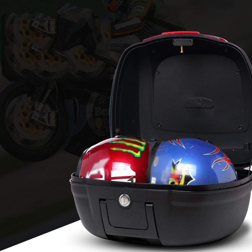 Motorcycle Trunk Travel Luggage Storage Box - Large Capacity Waterproof Motorbike Accessory for Touring & Commuting (White, Red) - Perfect for Long Rides, Road Trips & Daily Storage Needs