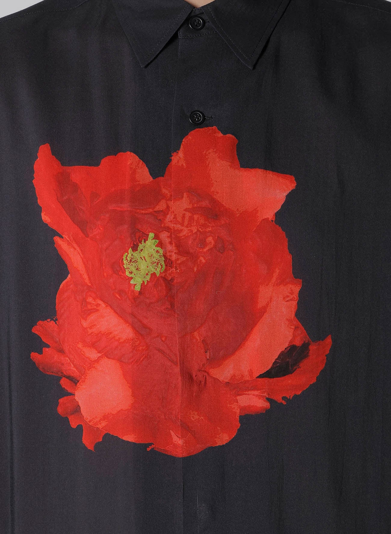 Deep Black Oversized Shirt with Bold Red Floral Print - Stylish & Comfortable for Casual Outings, Date Nights, and Layered Looks