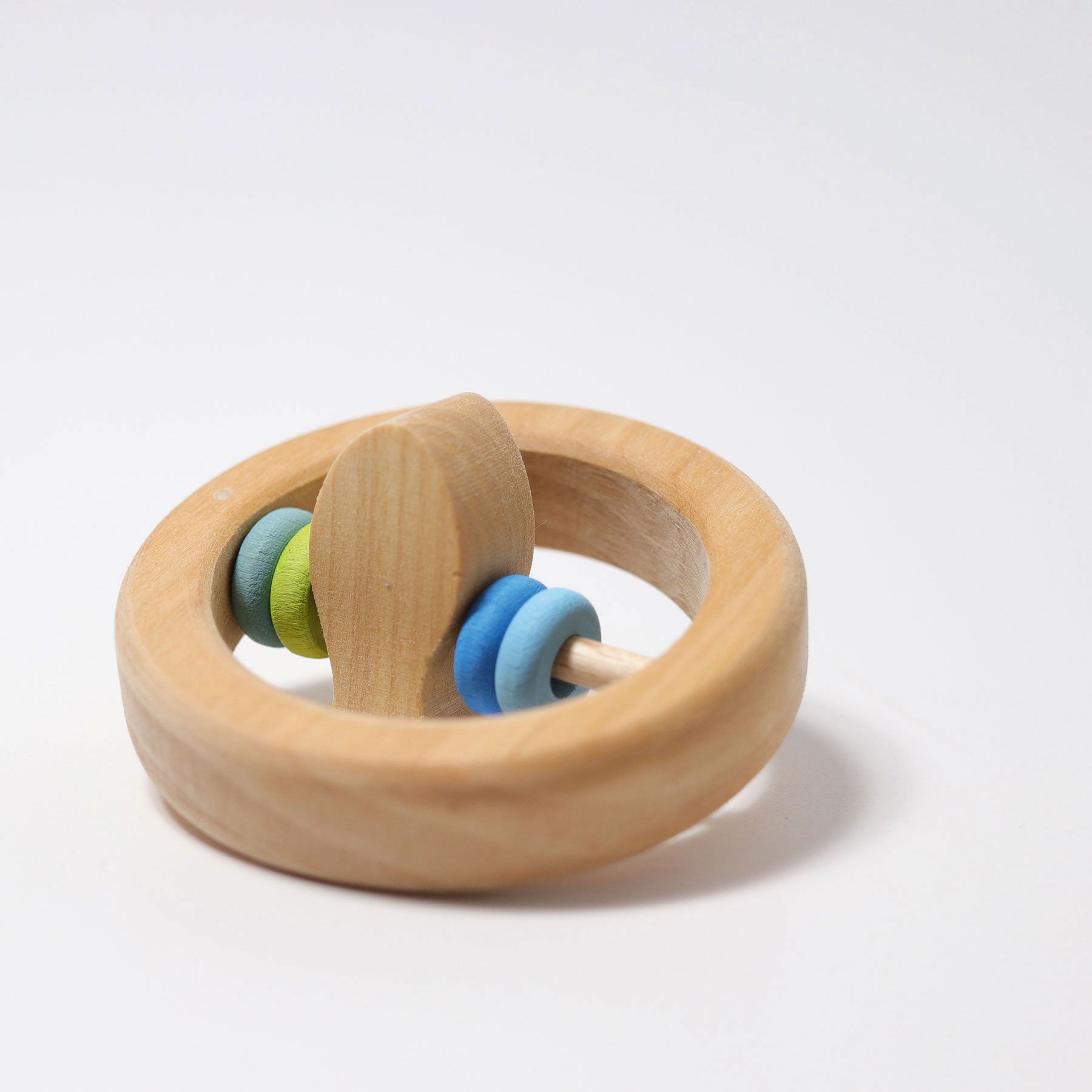 Grimm's Wooden Rattle Fish Toy with Colorful Disks - Montessori Baby Sensory Toy for Early Learning & Playtime Fun