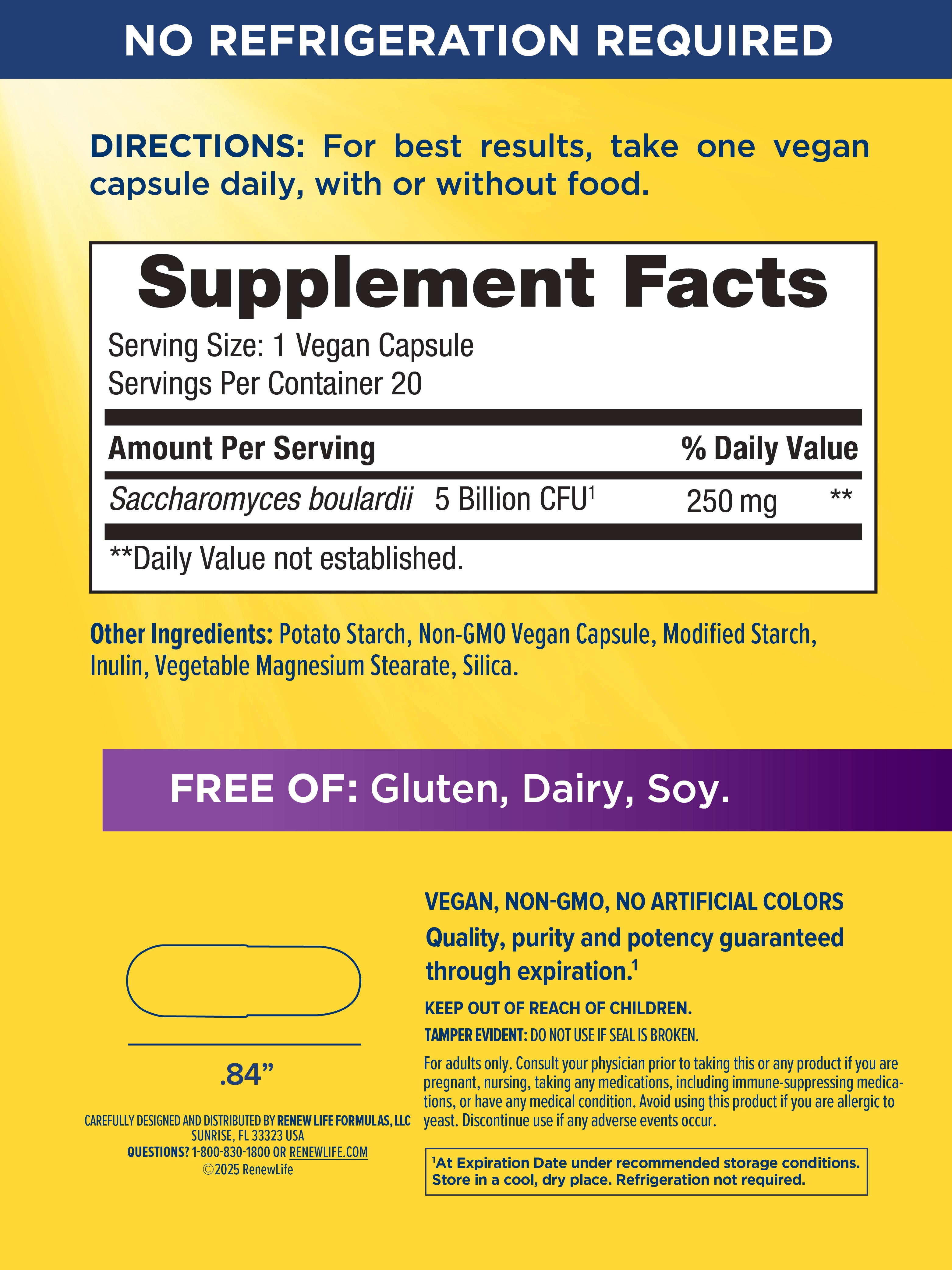 Ultimate Flora Saccharomyces Boulardii Probiotic GO PACK - 20 Vegan Capsules for Digestive Health & Immune Support - Perfect for Travel & Daily Wellness
